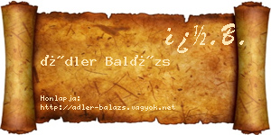 Ádler Balázs névjegykártya
