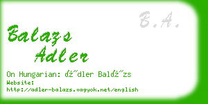 balazs adler business card